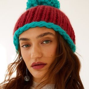 FREE PEOPLE Copper and Turquoise Knit Beanie